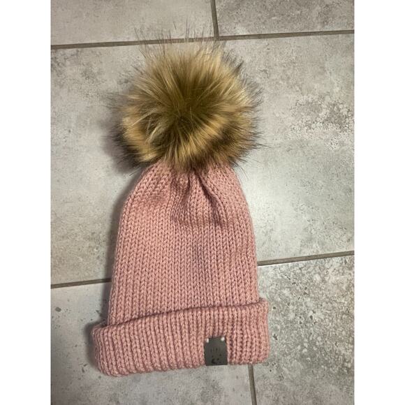 " WOMENS CABLE KNIT WINTER POM POM BOBBLE SKI BEANIE HAT FUR FLEECE LINING" - Picture 1 of 7